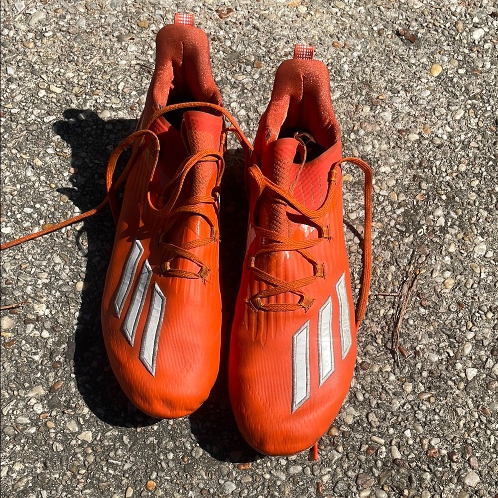 Adidas Orange and Silver Football Cleats